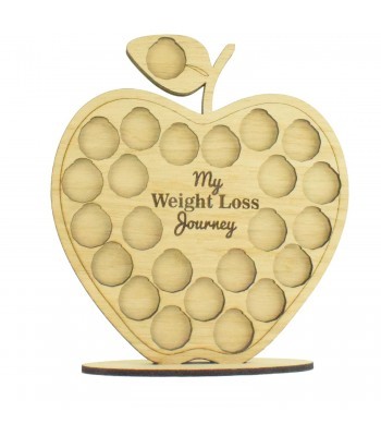 Laser Cut Oak Veneer 'My Weight Loss Journey' Chart Countdown £1 Coin Holder - Apple